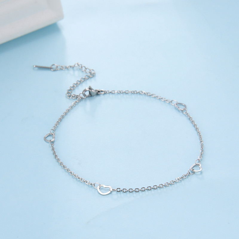 Lucktune Hollow Heart Anklet Σανδάλια από ανοξείδωτο ατσάλι Αλυσίδα ποδιών Ασημί Χρώμα ποδαράκι για γυναικείο πόδι σε αλυσίδα κοσμήματα Δώρα παραλίας