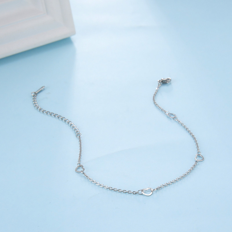 Lucktune Hollow Heart Anklet Σανδάλια από ανοξείδωτο ατσάλι Αλυσίδα ποδιών Ασημί Χρώμα ποδαράκι για γυναικείο πόδι σε αλυσίδα κοσμήματα Δώρα παραλίας