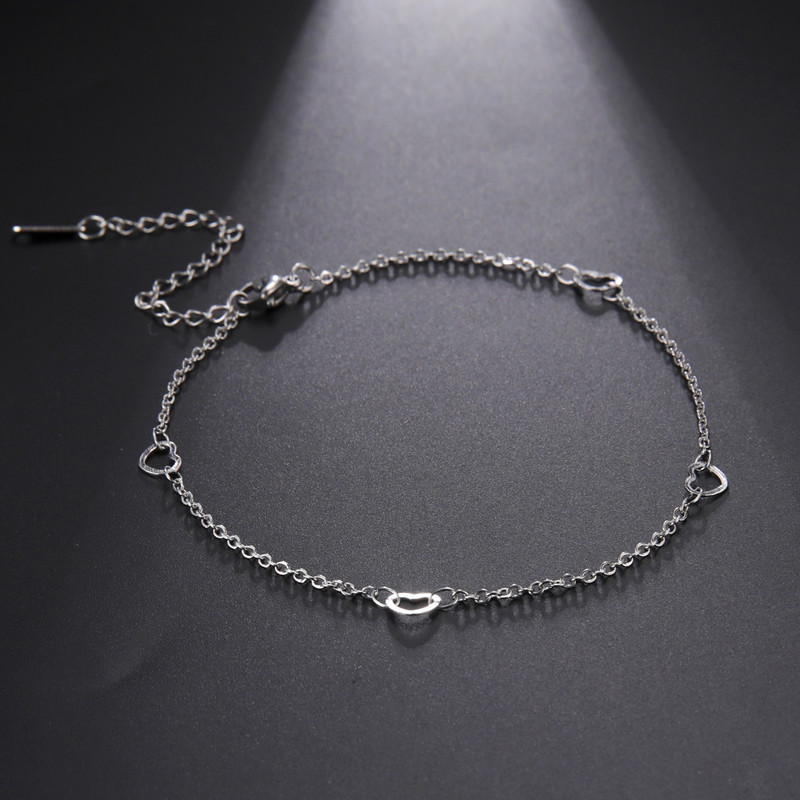 Lucktune Hollow Heart Anklet Σανδάλια από ανοξείδωτο ατσάλι Αλυσίδα ποδιών Ασημί Χρώμα ποδαράκι για γυναικείο πόδι σε αλυσίδα κοσμήματα Δώρα παραλίας