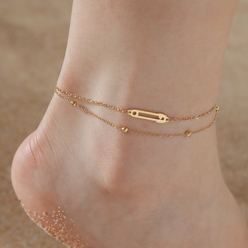 Lucktune Infinity Symbol Pendant Анкети за жени от неръждаема стомана Boho двойна верига Foot Chain Summer Beach Jewelry Party Gift