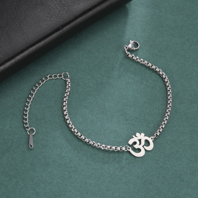 Lucktune Buddhism OM Yoga Σύμβολο Κρεμαστό μανδύα για γυναίκες από ανοξείδωτο χάλυβα Hindu Chakra Αλυσίδα ποδιών Καλοκαιρινό κόσμημα