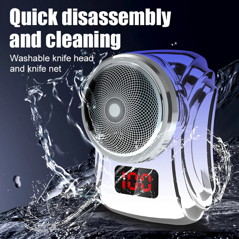 Ηλεκτρική ξυριστική μηχανή USB Επαναφορτιζόμενη ψηφιακή οθόνη Ξυραφάκι Mini φορητό Πολυλειτουργικό ανδρικό ξυράφι ταξιδιού 0,1 mm χωρίς υπολείμματα