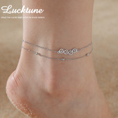 Lucktune χαριτωμένο κρεμαστό ποδαράκι γάτας Γυναικεία ανοξείδωτα ατσάλι Moon Cat Αλυσίδα ποδιών ζώων Μόδα Καλοκαιρινή κοσμήματα παραλίας Δώρο ζευγάρι