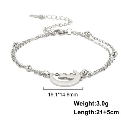 Lucktune χαριτωμένο κρεμαστό ποδαράκι γάτας Γυναικεία ανοξείδωτα ατσάλι Moon Cat Αλυσίδα ποδιών ζώων Μόδα Καλοκαιρινή κοσμήματα παραλίας Δώρο ζευγάρι