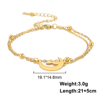 Lucktune χαριτωμένο κρεμαστό ποδαράκι γάτας Γυναικεία ανοξείδωτα ατσάλι Moon Cat Αλυσίδα ποδιών ζώων Μόδα Καλοκαιρινή κοσμήματα παραλίας Δώρο ζευγάρι