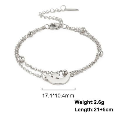 Lucktune χαριτωμένο κρεμαστό ποδαράκι γάτας Γυναικεία ανοξείδωτα ατσάλι Moon Cat Αλυσίδα ποδιών ζώων Μόδα Καλοκαιρινή κοσμήματα παραλίας Δώρο ζευγάρι