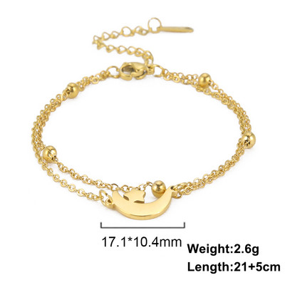 Lucktune χαριτωμένο κρεμαστό ποδαράκι γάτας Γυναικεία ανοξείδωτα ατσάλι Moon Cat Αλυσίδα ποδιών ζώων Μόδα Καλοκαιρινή κοσμήματα παραλίας Δώρο ζευγάρι