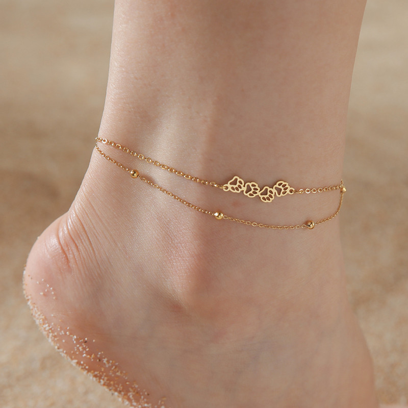 Lucktune χαριτωμένο κρεμαστό ποδαράκι γάτας Γυναικεία ανοξείδωτα ατσάλι Moon Cat Αλυσίδα ποδιών ζώων Μόδα Καλοκαιρινή κοσμήματα παραλίας Δώρο ζευγάρι