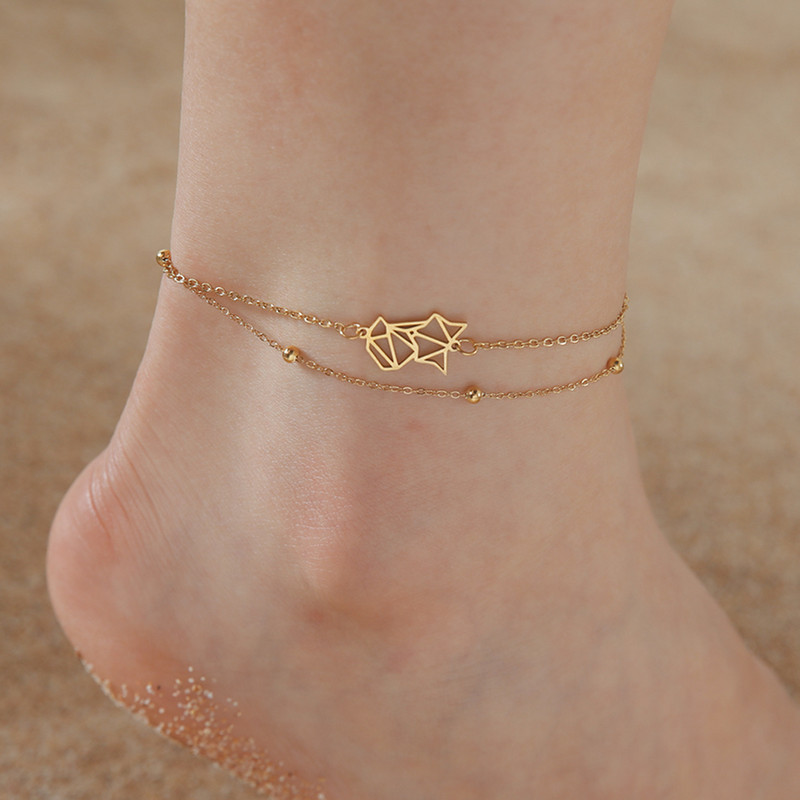 Lucktune χαριτωμένο κρεμαστό ποδαράκι γάτας Γυναικεία ανοξείδωτα ατσάλι Moon Cat Αλυσίδα ποδιών ζώων Μόδα Καλοκαιρινή κοσμήματα παραλίας Δώρο ζευγάρι