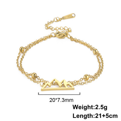 Κρεμαστό μανδύα Lucktune Boho Mountain Shape για γυναίκες από ανοξείδωτο ατσάλι Διπλή αλυσίδα ποδιών Κόσμημα παραλίας καλοκαιρινό ζευγάρι δώρο