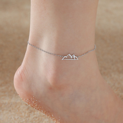 Κρεμαστό μανδύα Lucktune Boho Mountain Shape για γυναίκες από ανοξείδωτο ατσάλι Διπλή αλυσίδα ποδιών Κόσμημα παραλίας καλοκαιρινό ζευγάρι δώρο