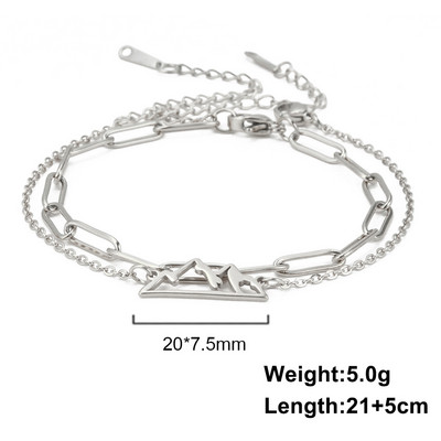 Κρεμαστό μανδύα Lucktune Boho Mountain Shape για γυναίκες από ανοξείδωτο ατσάλι Διπλή αλυσίδα ποδιών Κόσμημα παραλίας καλοκαιρινό ζευγάρι δώρο