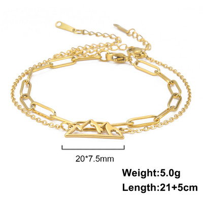 Κρεμαστό μανδύα Lucktune Boho Mountain Shape για γυναίκες από ανοξείδωτο ατσάλι Διπλή αλυσίδα ποδιών Κόσμημα παραλίας καλοκαιρινό ζευγάρι δώρο