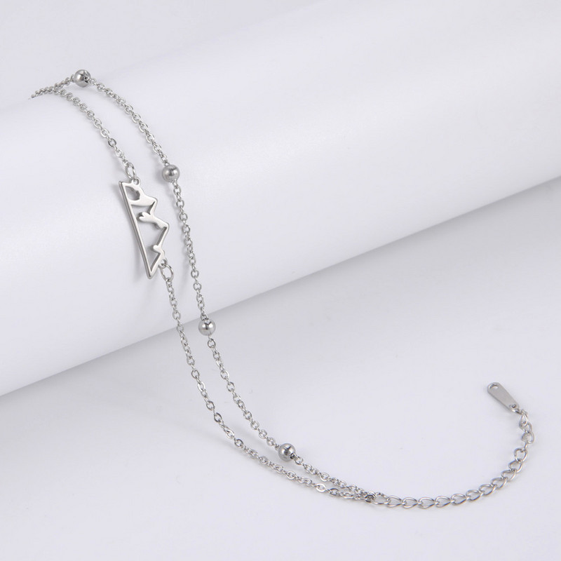 Κρεμαστό μανδύα Lucktune Boho Mountain Shape για γυναίκες από ανοξείδωτο ατσάλι Διπλή αλυσίδα ποδιών Κόσμημα παραλίας καλοκαιρινό ζευγάρι δώρο