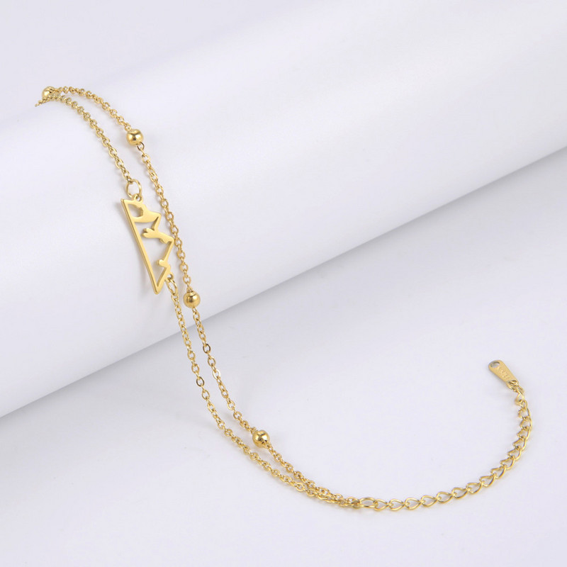 Κρεμαστό μανδύα Lucktune Boho Mountain Shape για γυναίκες από ανοξείδωτο ατσάλι Διπλή αλυσίδα ποδιών Κόσμημα παραλίας καλοκαιρινό ζευγάρι δώρο