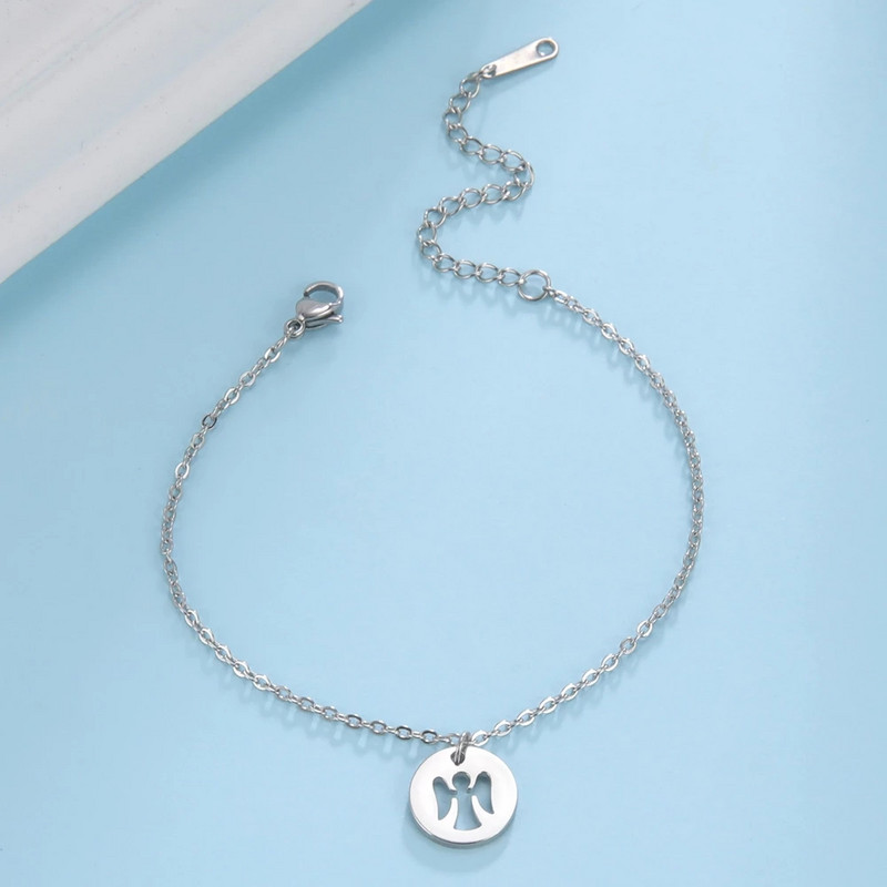 Lucktune Angel Charms Anklets για γυναίκες Ανοξείδωτο ατσάλι Βραχιόλι ποδιών Αλυσίδα ποδιών Boho Jewelry σανδάλια παραλίας Δώρα με αλυσίδα ποδιών