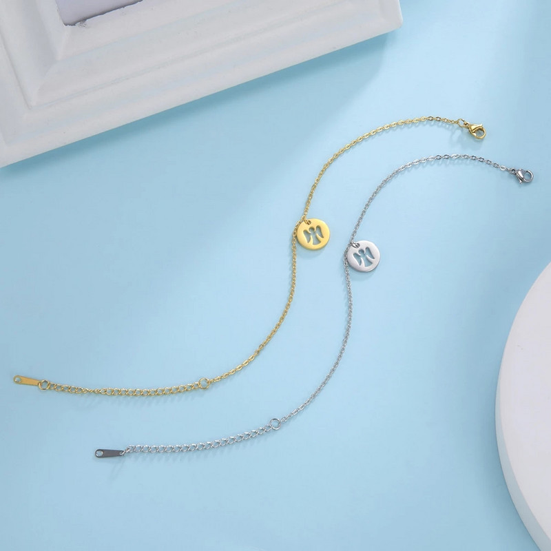 Lucktune Angel Charms Anklets για γυναίκες Ανοξείδωτο ατσάλι Βραχιόλι ποδιών Αλυσίδα ποδιών Boho Jewelry σανδάλια παραλίας Δώρα με αλυσίδα ποδιών