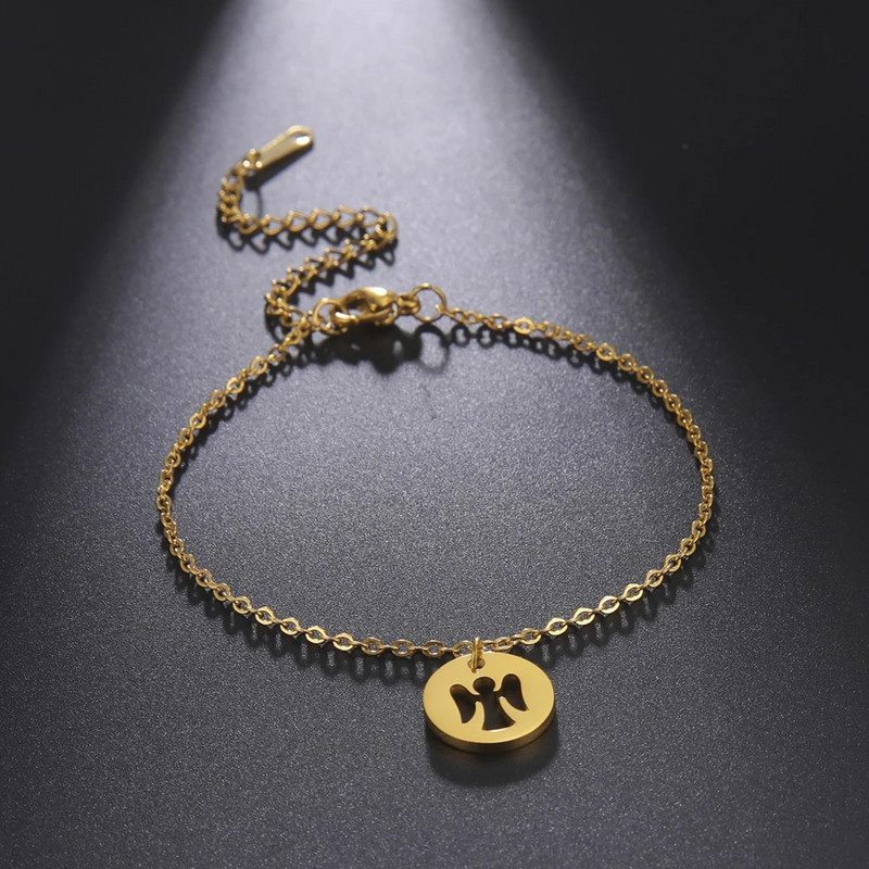 Lucktune Angel Charms Anklets για γυναίκες Ανοξείδωτο ατσάλι Βραχιόλι ποδιών Αλυσίδα ποδιών Boho Jewelry σανδάλια παραλίας Δώρα με αλυσίδα ποδιών