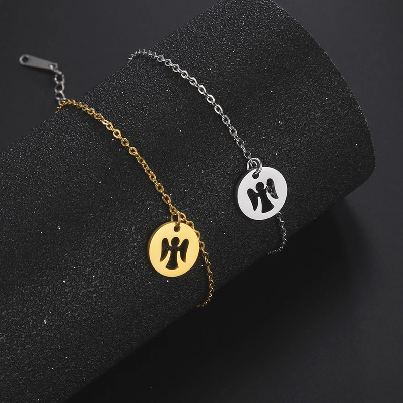 Lucktune Angel Charms Anklets για γυναίκες Ανοξείδωτο ατσάλι Βραχιόλι ποδιών Αλυσίδα ποδιών Boho Jewelry σανδάλια παραλίας Δώρα με αλυσίδα ποδιών