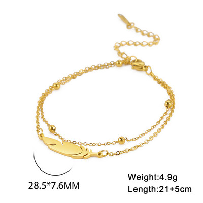 Lucktune tollas függő bokaláncok nőknek rozsdamentes acél Boho arany színű dupla láncú láblánc Divatos nyári strandékszerek