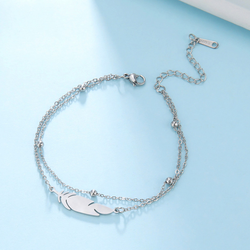 Lucktune tollas függő bokaláncok nőknek rozsdamentes acél Boho arany színű dupla láncú láblánc Divatos nyári strandékszerek