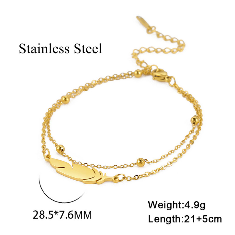 Lucktune tollas függő bokaláncok nőknek rozsdamentes acél Boho arany színű dupla láncú láblánc Divatos nyári strandékszerek