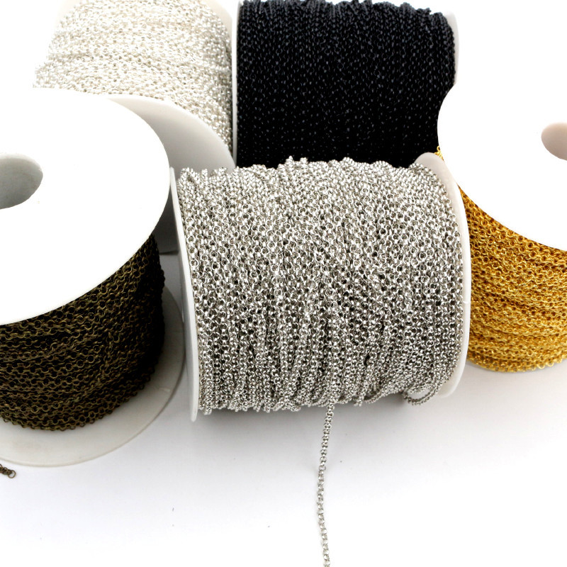 5 meetrit/partii 2,0 mm 2,5 mm 5 värviga kaetud O-rõngas Keevitamata raudkaabli ketid kaelakee DIY Ehted Leidmine Aksessuaarid