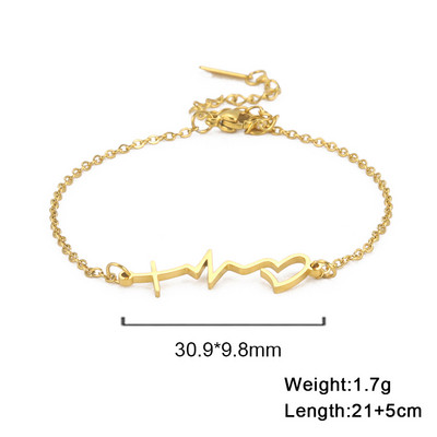 Lucktune Heartbeat kardiogrammi ripats jalavõru naiste roostevabast terasest hõbedase värvi jalakett Boho suvised aksessuaarid rannaehted