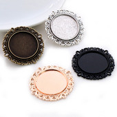10 tk 20 mm sisemõõt antiikne hõbedaga kaetud pronks roosa kuld, must klassikalises stiilis kabošoni alus, seade amulettide ripats