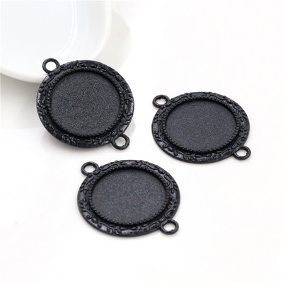 10 tk 20 mm sisemõõt antiikne hõbedaga kaetud pronks roosa kuld, must klassikalises stiilis kabošoni alus, seade amulettide ripats