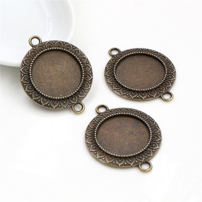 10 tk 20 mm sisemõõt antiikne hõbedaga kaetud pronks roosa kuld, must klassikalises stiilis kabošoni alus, seade amulettide ripats