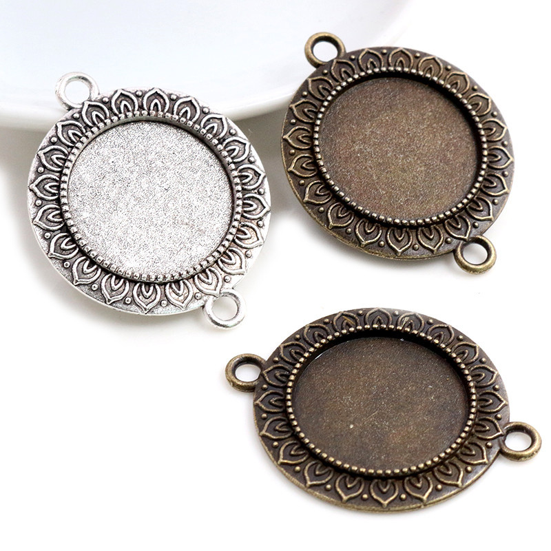 10 tk 20 mm sisemõõt antiikne hõbedaga kaetud pronks roosa kuld, must klassikalises stiilis kabošoni alus, seade amulettide ripats