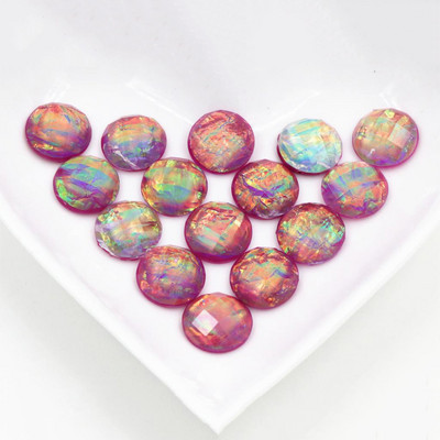 New Fashion 40τμχ 12mm Μπλε Χρώμα Εφαπτόμενο αεροπλάνο Ενσωματωμένο μεταλλικό φύλλο Επίπεδη πλάτη Ρητίνη Cabochons Cameo DIY Jewelry Findings Dome