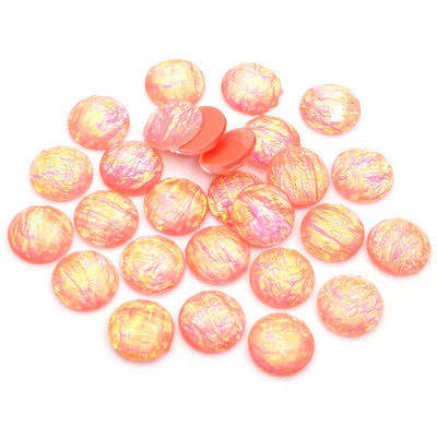 New Fashion 40τμχ 12mm Μπλε Χρώμα Εφαπτόμενο αεροπλάνο Ενσωματωμένο μεταλλικό φύλλο Επίπεδη πλάτη Ρητίνη Cabochons Cameo DIY Jewelry Findings Dome