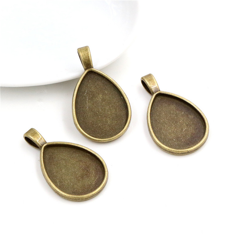 10tk 18x25mm sisesuurus Antiik pronks hõbetatud Drop Style Cameo Cabochon Base Setting Charms Ripats kaelakee leiud