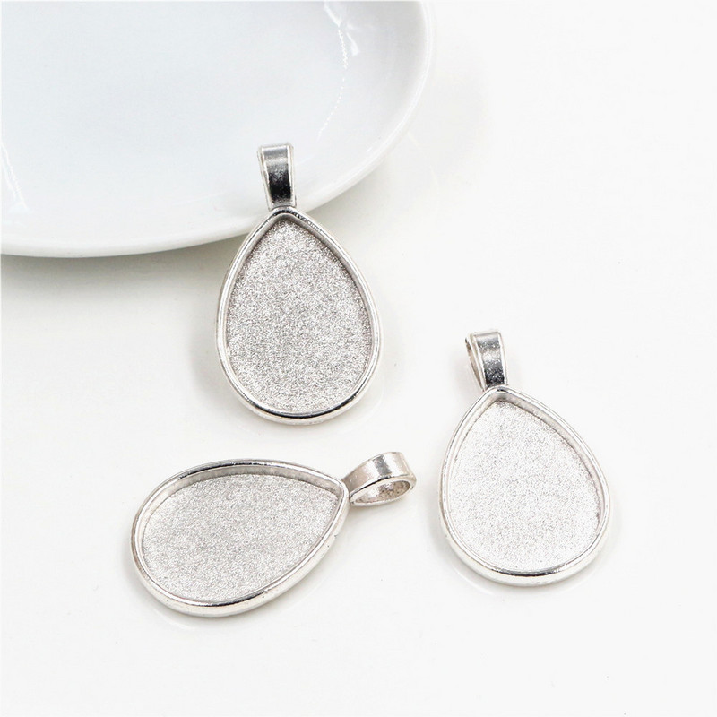 10tk 18x25mm sisesuurus Antiik pronks hõbetatud Drop Style Cameo Cabochon Base Setting Charms Ripats kaelakee leiud