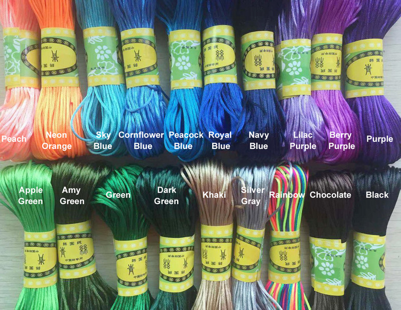 29 värvi 20M/kimp Tugev punutud makraam, 1mm siidist satiin nailonnöörist köis DIY pärlite ehete käevõru valmistamine niittraat