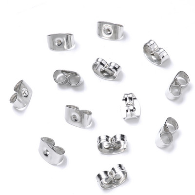 100 τμχ. Πώμα για σκουλαρίκι πεταλούδας από χρυσό ασήμι από ανοξείδωτο ατσάλι Βάση καρφιά αυτιών Ρυθμίσεις σκουλαρικιών DIY Προμήθειες κατασκευής κοσμημάτων