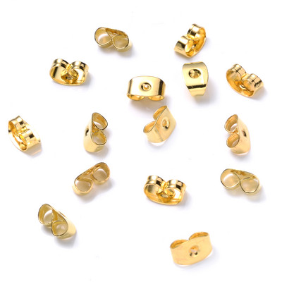 100 τμχ. Πώμα για σκουλαρίκι πεταλούδας από χρυσό ασήμι από ανοξείδωτο ατσάλι Βάση καρφιά αυτιών Ρυθμίσεις σκουλαρικιών DIY Προμήθειες κατασκευής κοσμημάτων