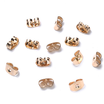 100 τμχ. Πώμα για σκουλαρίκι πεταλούδας από χρυσό ασήμι από ανοξείδωτο ατσάλι Βάση καρφιά αυτιών Ρυθμίσεις σκουλαρικιών DIY Προμήθειες κατασκευής κοσμημάτων