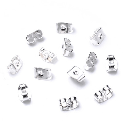 100 τμχ. Πώμα για σκουλαρίκι πεταλούδας από χρυσό ασήμι από ανοξείδωτο ατσάλι Βάση καρφιά αυτιών Ρυθμίσεις σκουλαρικιών DIY Προμήθειες κατασκευής κοσμημάτων