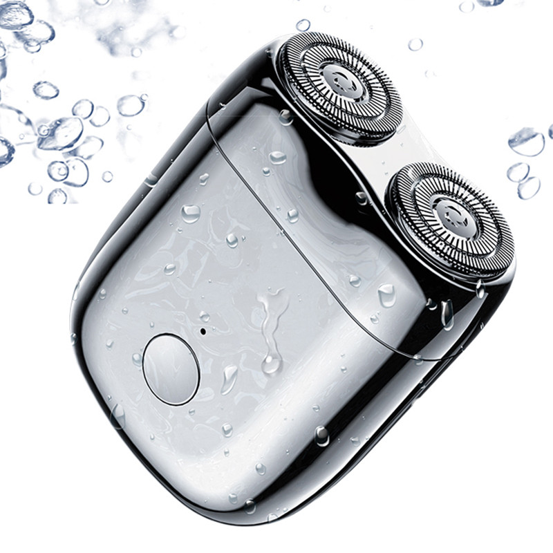 Aparat de ras electric cu cap de ras cu aspiratie magnetica, portabil, IPX7, lavabil, cu dublu cap, aparat de ras de voiaj, cu incarcare USB