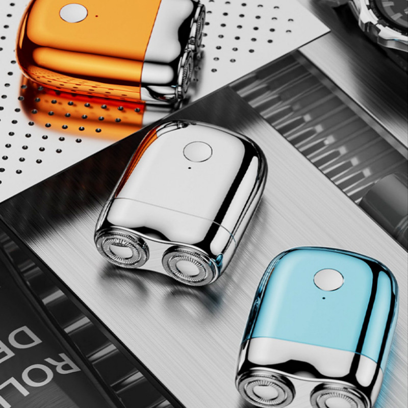 Aparat de ras electric cu cap de ras cu aspiratie magnetica, portabil, IPX7, lavabil, cu dublu cap, aparat de ras de voiaj, cu incarcare USB