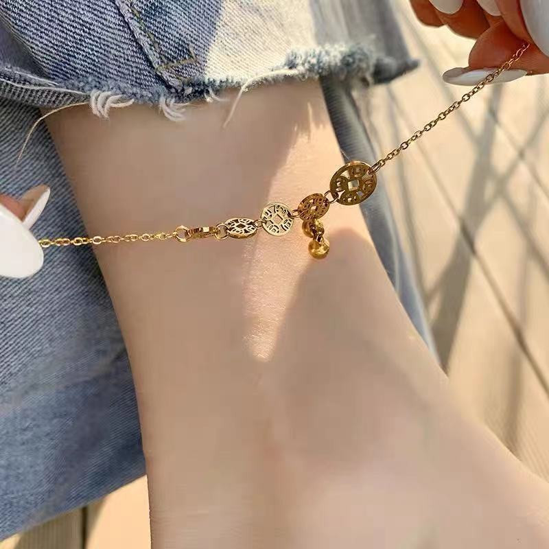 Klassikaline pronksist ripats terasest naiste jalavõru, moodne korea pahkluu kaunistusega tüdrukute seksikas ujumistrikoo peokäevõru