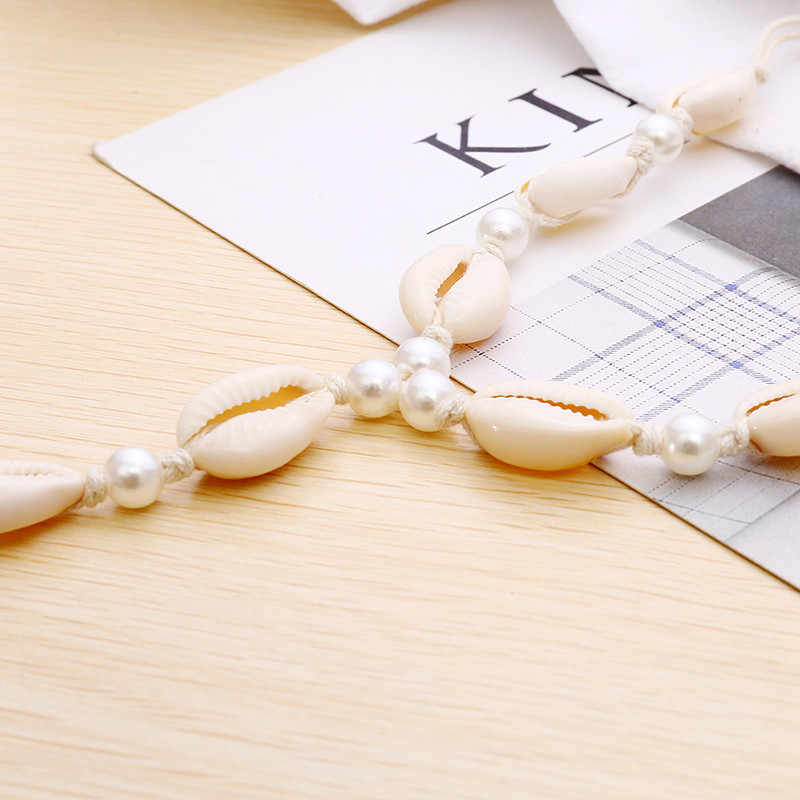 1 vnt Pearl Shell kulkšnies apyrankė vasaros basomis basomis pėdoms grandinėlė pirštas paplūdimio kulkšnies apyrankė