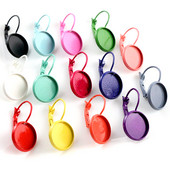 (Νέο) 12 χιλιοστά 10 τμχ/Παρτίδα 14 Χρώματα Επιμεταλλωμένα Μοχλό Γαλλικά Σκουλαρίκια Πίσω Κενό/Βάση, Εφαρμογή γυάλινων καμποκόν 12 χιλιοστών, Κουμπιά, Στεφάνια σκουλαρικιών