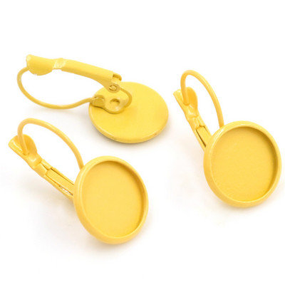 (Νέο) 12 χιλιοστά 10 τμχ/Παρτίδα 14 Χρώματα Επιμεταλλωμένα Μοχλό Γαλλικά Σκουλαρίκια Πίσω Κενό/Βάση, Εφαρμογή γυάλινων καμποκόν 12 χιλιοστών, Κουμπιά, Στεφάνια σκουλαρικιών