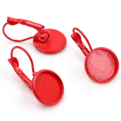 (Νέο) 12 χιλιοστά 10 τμχ/Παρτίδα 14 Χρώματα Επιμεταλλωμένα Μοχλό Γαλλικά Σκουλαρίκια Πίσω Κενό/Βάση, Εφαρμογή γυάλινων καμποκόν 12 χιλιοστών, Κουμπιά, Στεφάνια σκουλαρικιών