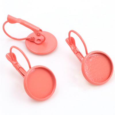 (Νέο) 12 χιλιοστά 10 τμχ/Παρτίδα 14 Χρώματα Επιμεταλλωμένα Μοχλό Γαλλικά Σκουλαρίκια Πίσω Κενό/Βάση, Εφαρμογή γυάλινων καμποκόν 12 χιλιοστών, Κουμπιά, Στεφάνια σκουλαρικιών