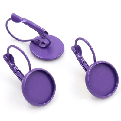 (Νέο) 12 χιλιοστά 10 τμχ/Παρτίδα 14 Χρώματα Επιμεταλλωμένα Μοχλό Γαλλικά Σκουλαρίκια Πίσω Κενό/Βάση, Εφαρμογή γυάλινων καμποκόν 12 χιλιοστών, Κουμπιά, Στεφάνια σκουλαρικιών